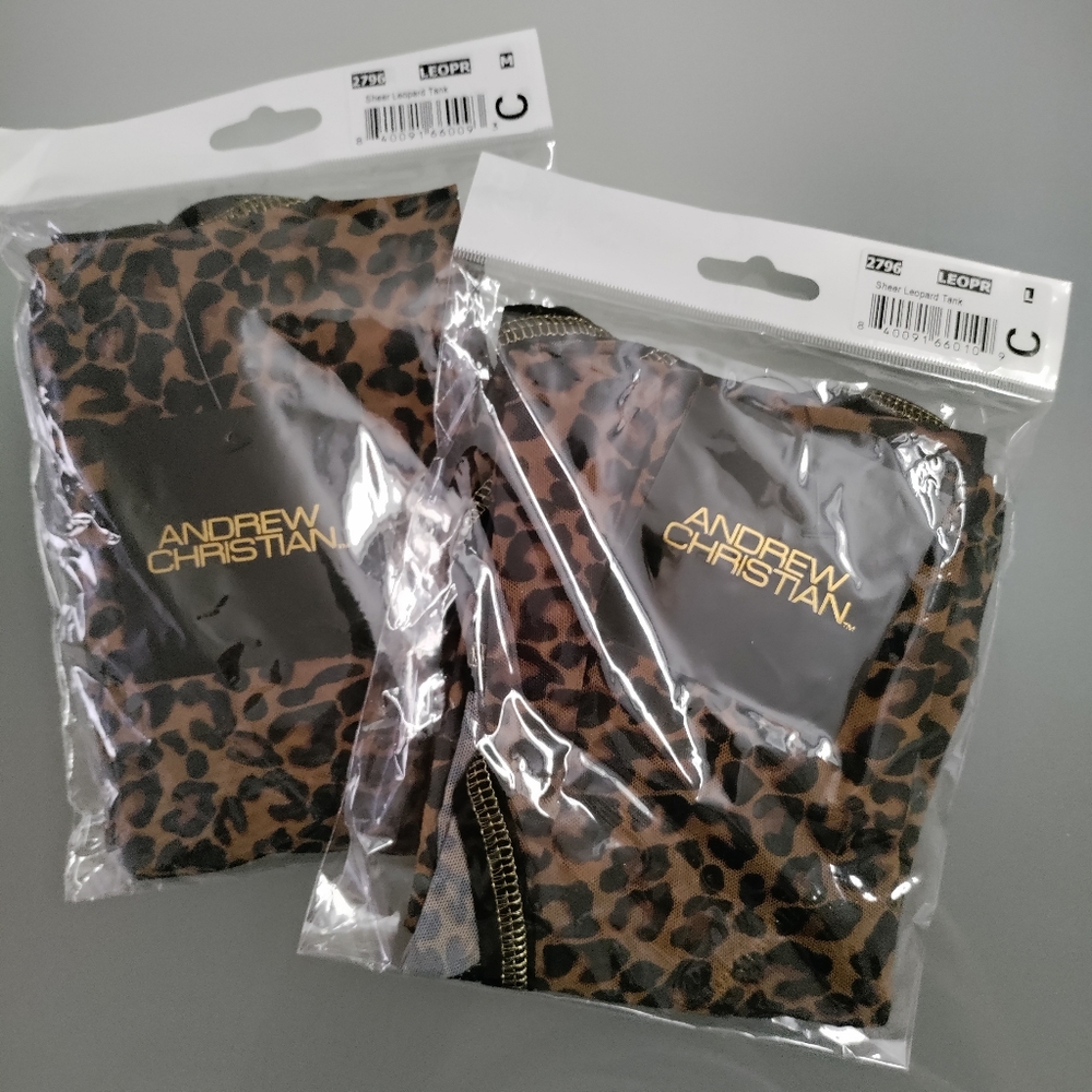 Andrew Christian leopard sheer tank M NWT - Picture 10 of 10